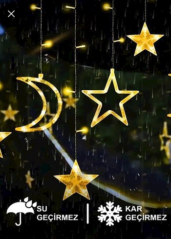 Altın Renkli Ay ve Yıldız Led Işıklar - Görsel 3