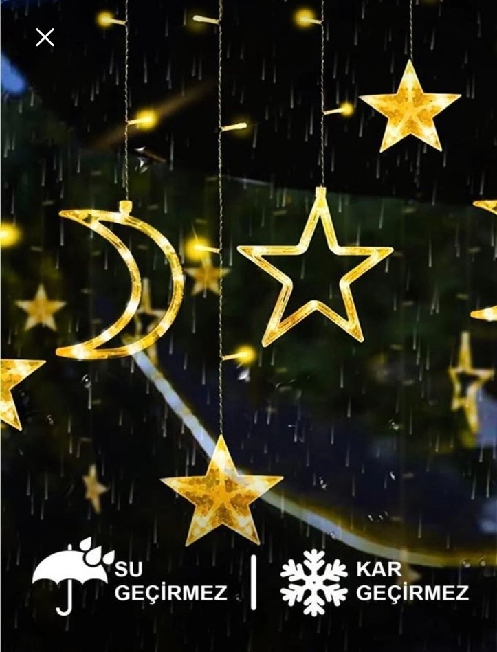 Altın Renkli Ay ve Yıldız Led Işıklar - Görsel 3