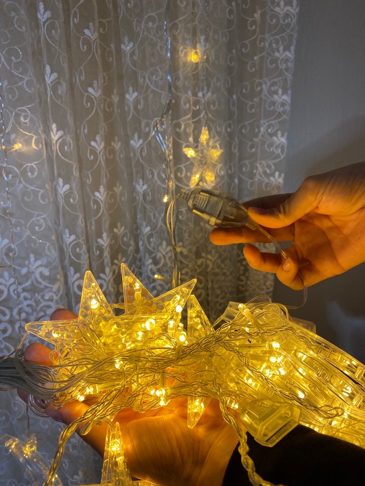 Altın Renkli Ay ve Yıldız Led Işıklar - Görsel 2