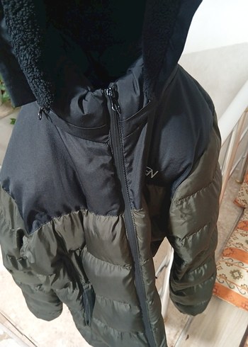 Kapüşonlu Fermuarlı Erkek Kaban - Köyü Yeşil - Görsel 3