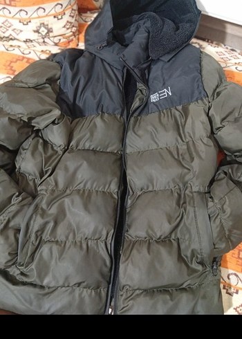 Kapüşonlu Fermuarlı Erkek Kaban - Köyü Yeşil - Görsel 4