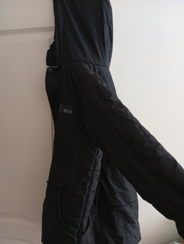 Siyah Erkek Midi Boy Kürklü mont - Görsel 4