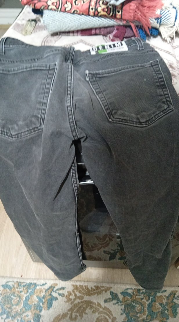 Erkek Gri Bol Kesim Midi Kot Pantolon - Görsel 2