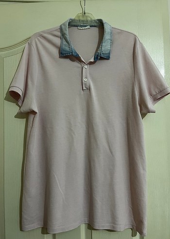 Pembe Pamuklu Erkek Polo Tişört
