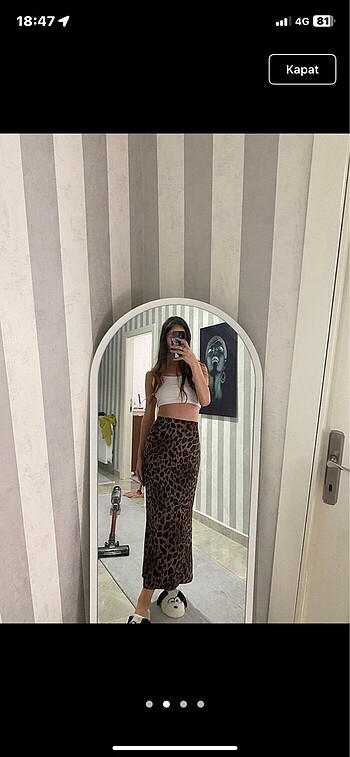 xl Beden kahverengi Renk LEOPAR MAXİ ETEK