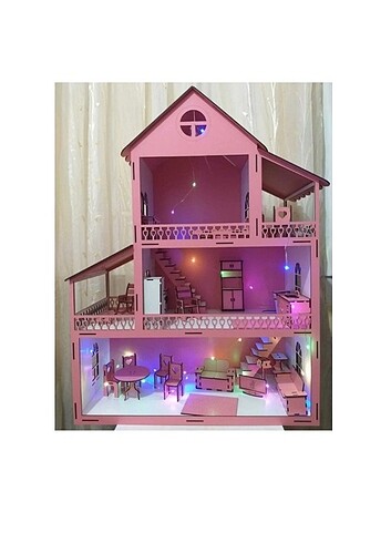 Ahşap ledli oyun evi barbie evi