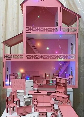Beden Ahşap ledli oyun evi barbie evi