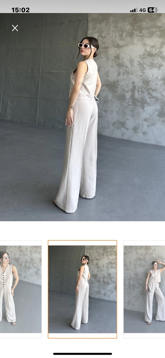 Kadın Keten yelek pantolon takım - Görsel 2