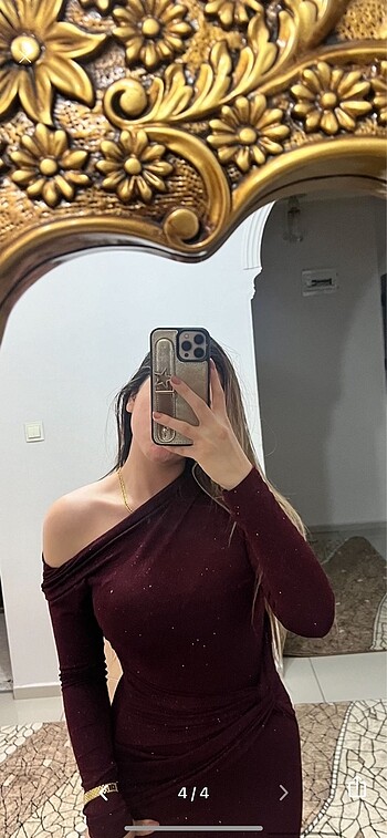 m Beden Simli gece elbisesi