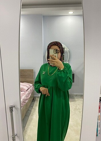 40 Beden yeşil Renk Tesettür elbise
