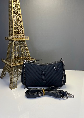 Yves Saint Laurent Siyah Yılan Desenli Zincir Detaylı Deri Çanta