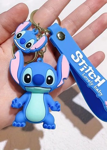 Renkli Stitch Figürlü Püsküllü Anahtarlık
