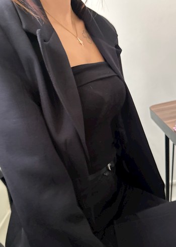 Zara Siyah Düğmeli Kadın abiye