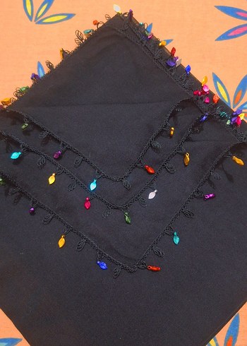 Boncuklu siyah iğne oyası - Görsel 6