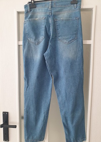 38 Beden Mavi Loose Fit Midi Kadın Denim Pantolon