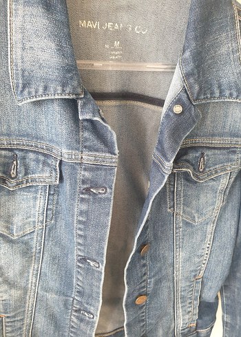 m Beden Mavi Kadın Denim Ceket, Düğmeli, Sade Tasarım