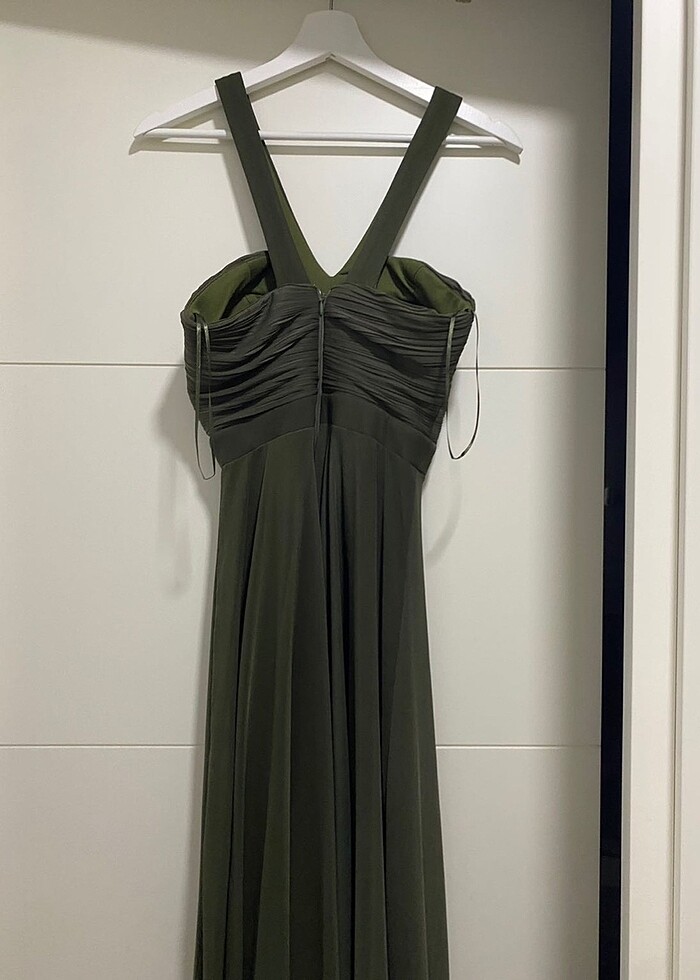 Haki Şifon Elbise - Görsel 3