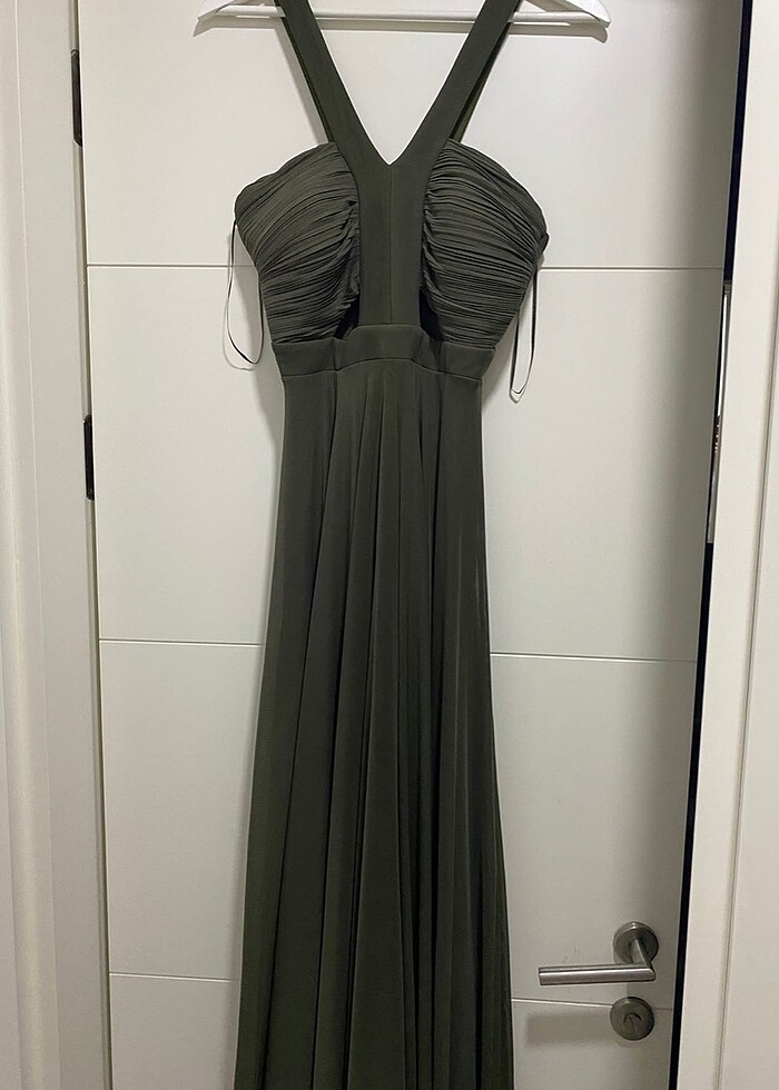 Haki Şifon Elbise - Görsel 2