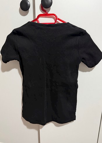 Kadın Siyah Kısa Kollu Basic Tişört - Görsel 2