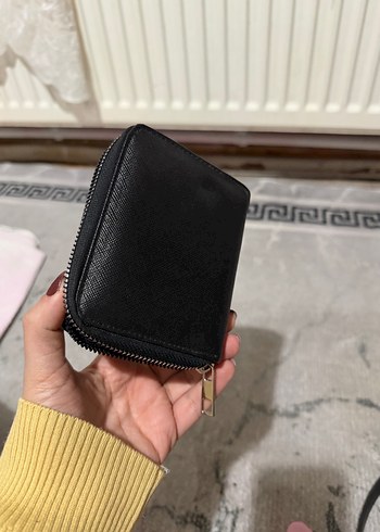 Siyah Nakışlı Deri Fermuarlı Kadın Cüzdanı - Görsel 4