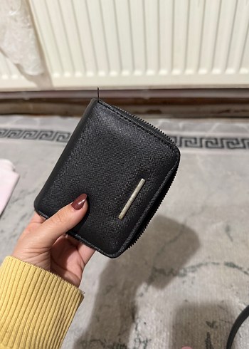 Siyah Nakışlı Deri Fermuarlı Kadın Cüzdanı - Görsel 3