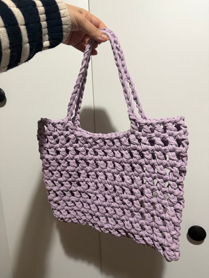 Lila renkli penye iplik çantası - Görsel 2