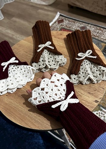 Dantel Detaylı Örgü Bohem Kadın Eldiveni - Görsel 3