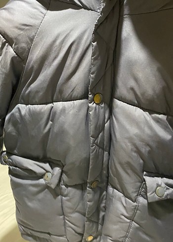 Çocuk Düğmeli Mavi şişme Mont - Görsel 5