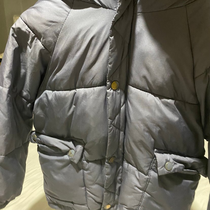 Çocuk Düğmeli Mavi şişme Mont - Görsel 5