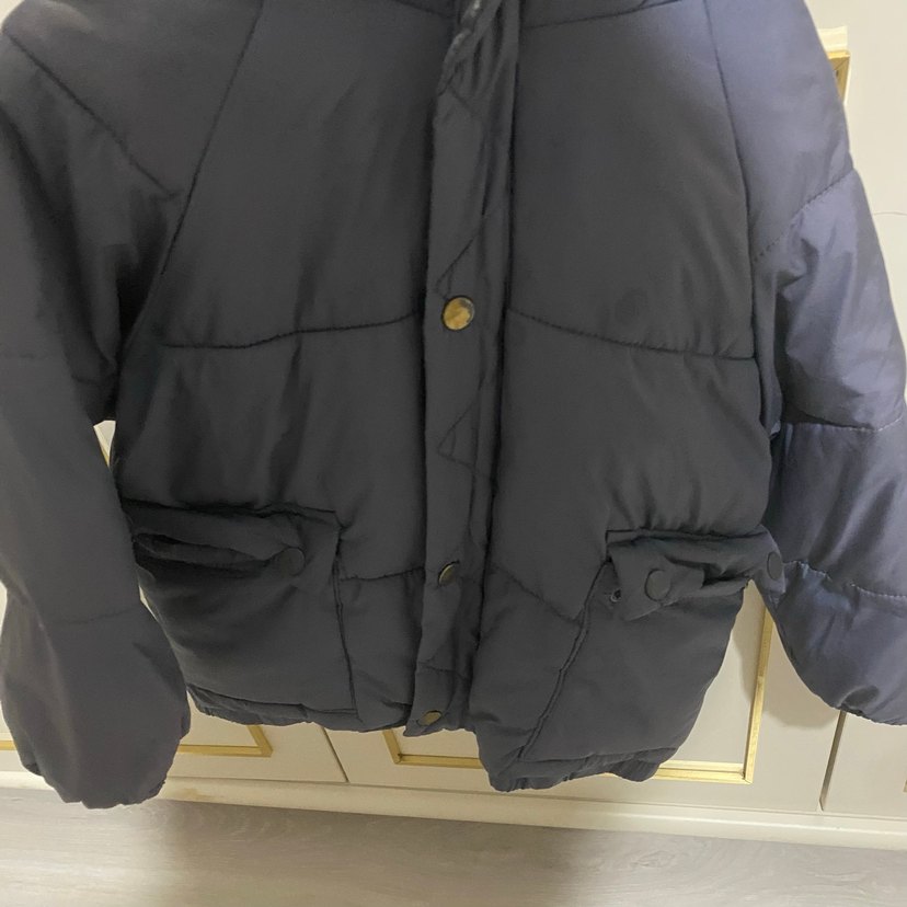 Çocuk Düğmeli Mavi şişme Mont - Görsel 4