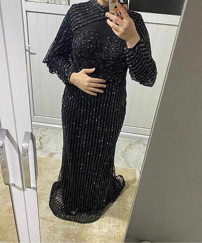 Taşlı dantelli balık abiye - Görsel 6