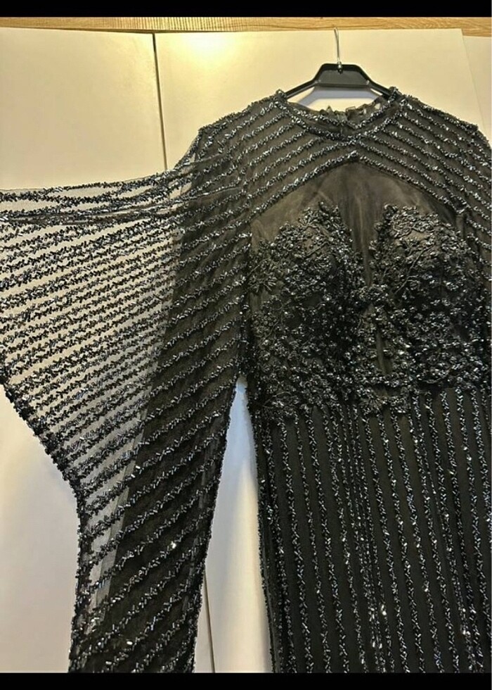 Taşlı dantelli balık abiye - Görsel 4