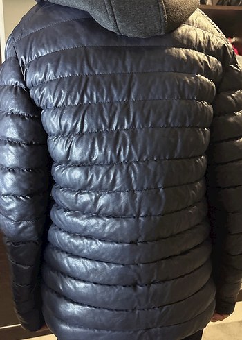 Deri Siyah Kadın Kışlık Mont - Görsel 2