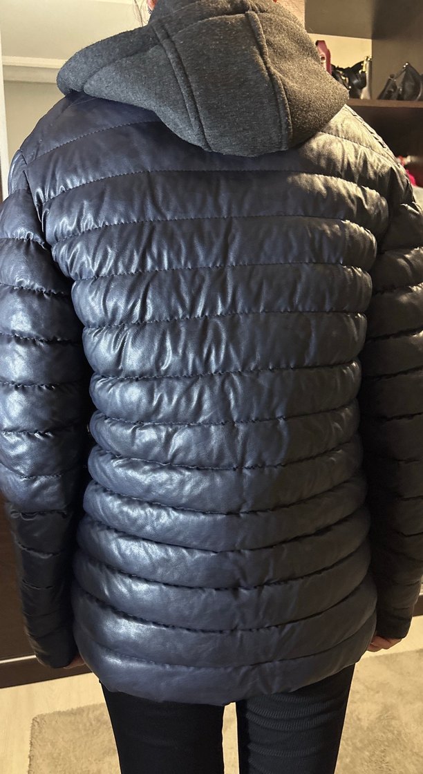 Deri Siyah Kadın Kışlık Mont - Görsel 2