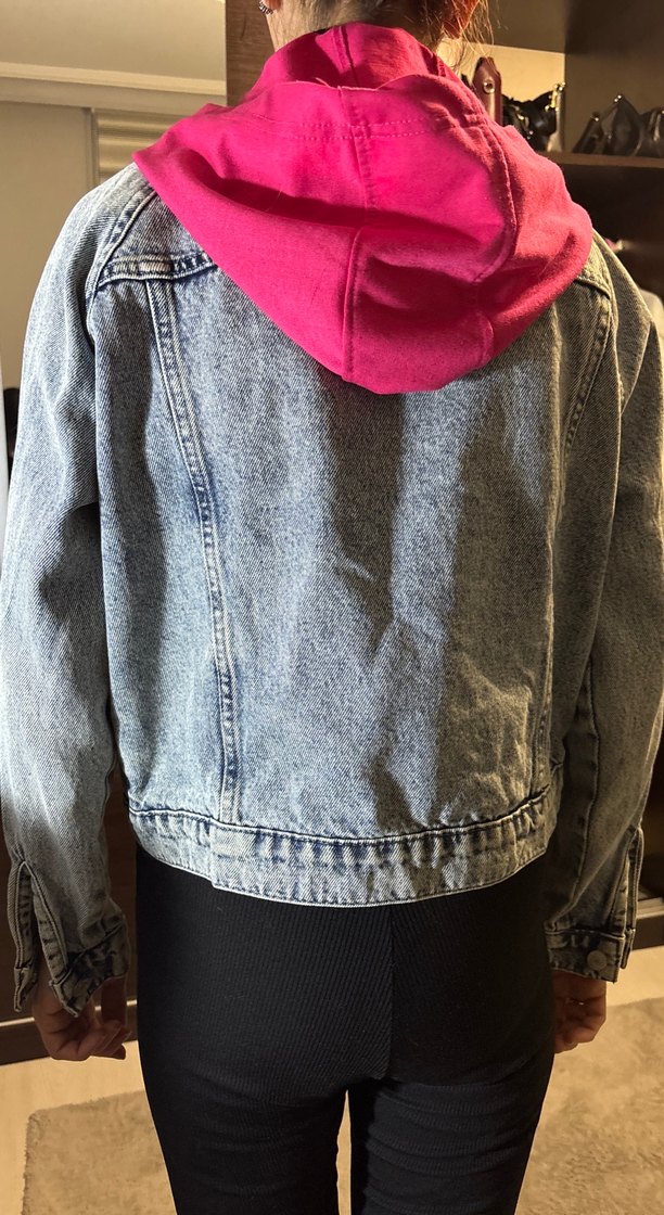 Gri Düğmeli Kadın Denim Ceket - Görsel 2