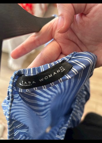 s Beden mavi Renk ZARA Mavi Çizgili Midi Elbise