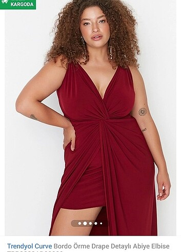 50 Beden bordo Renk Trendyol curve abiye