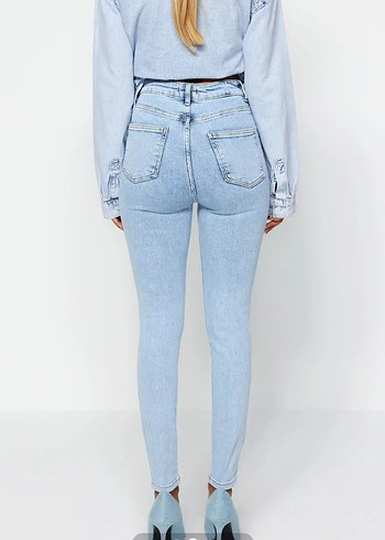 Trendyol & Milla Mavi Tie-Dye Midi Denim Kadın Pantolon
