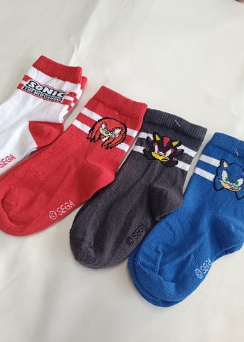3-4 Yaş Sonic Çorap (4 Çift) - Görsel 3