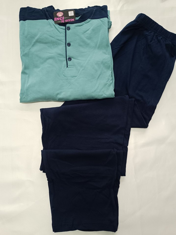 Erkek Mavi Uzun Kollu Rahat Pijama Takımı - Görsel 4