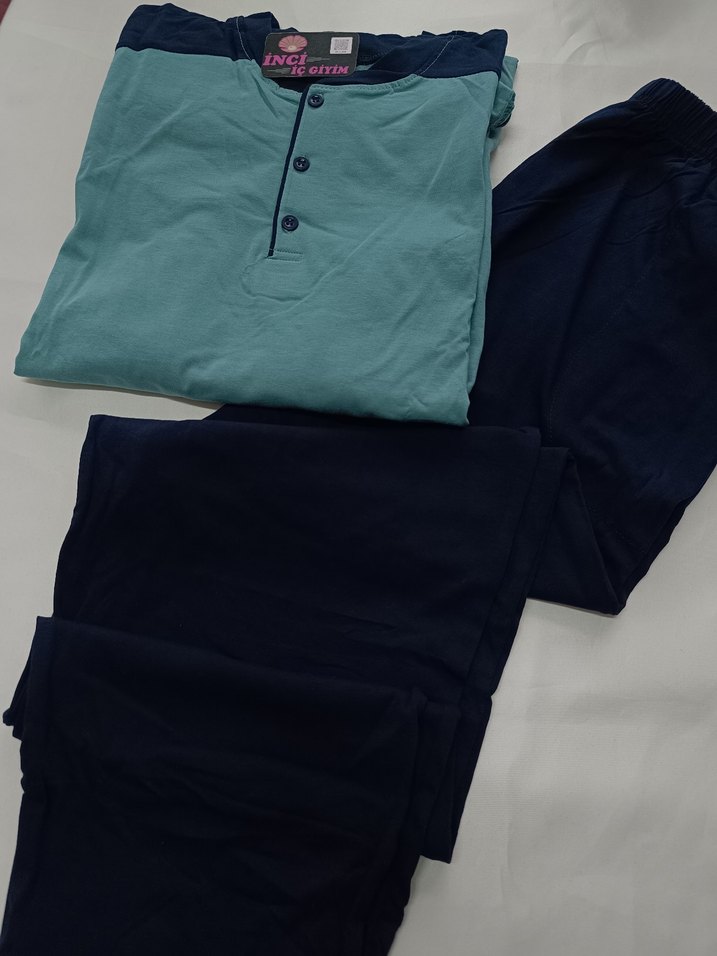 Erkek Mavi Uzun Kollu Rahat Pijama Takımı - Görsel 5