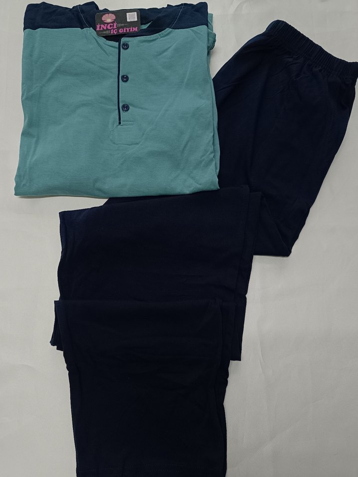 Erkek Mavi Gri Rahat Kesim Pijama Takımı - Görsel 4