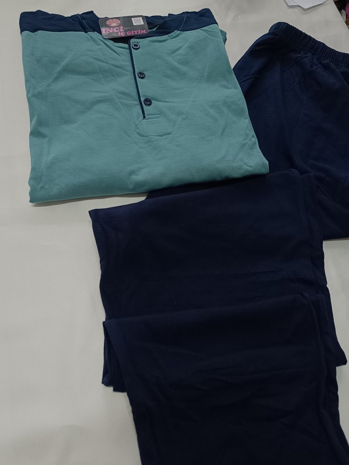 Erkek Mavi Gri Rahat Kesim Pijama Takımı - Görsel 5