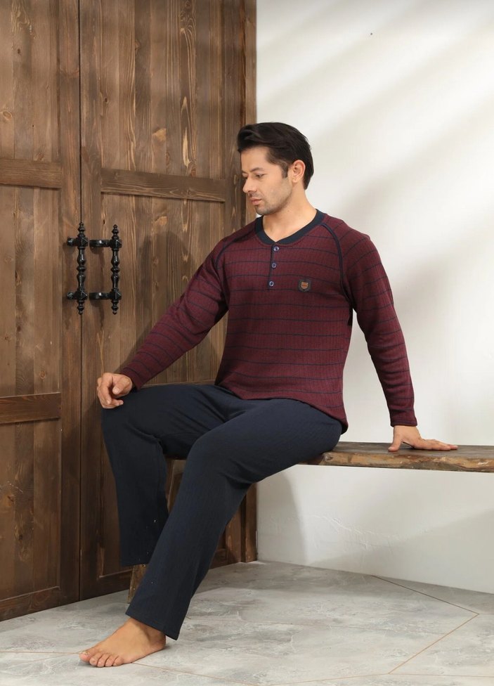 Bordo Regular Fit Erkek Pijama Takımı - Görsel 3