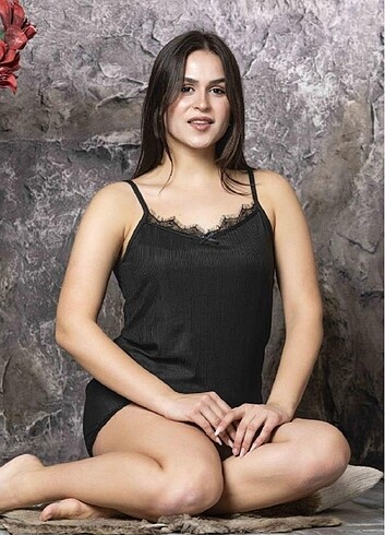Diğer İp Askılı Şortlu Pijama Takımı