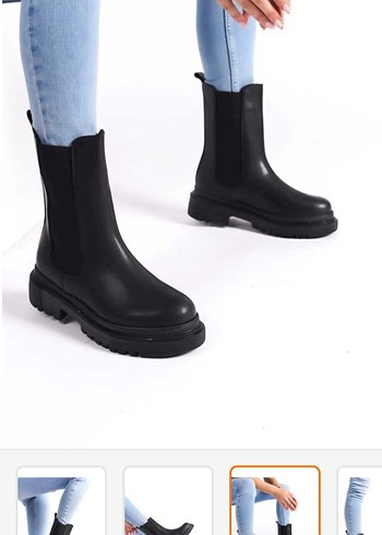 Siyah Lastik Kadın Sokak Stili Bot - Görsel 3