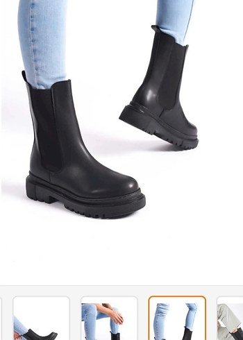 Siyah Lastik Kadın Sokak Stili Bot - Görsel 4