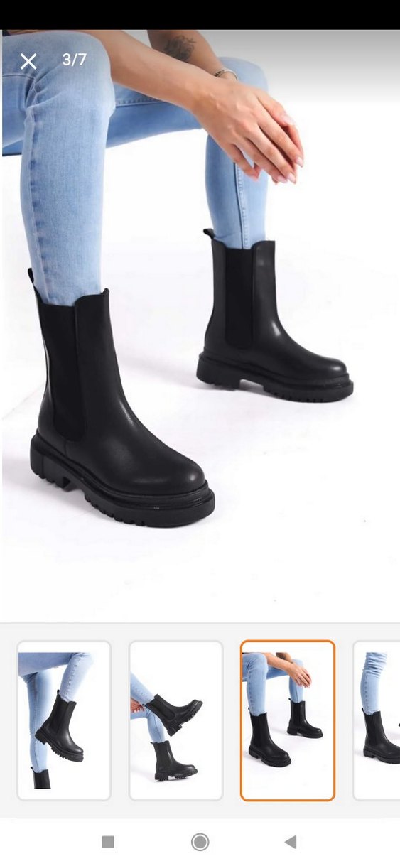 Siyah Lastik Kadın Sokak Stili Bot - Görsel 3