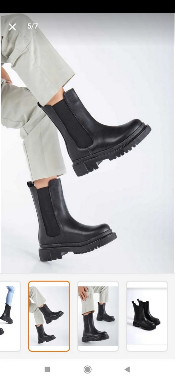 Siyah Lastik Kadın Sokak Stili Bot - Görsel 5