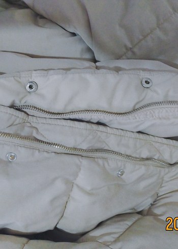 Bej Kadın Düğmeli Kışlık Mont - Görsel 4